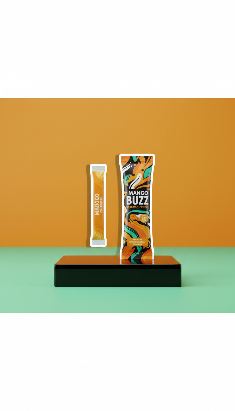 Unwrapped Mango Hangover Strip With Branded Wrapper